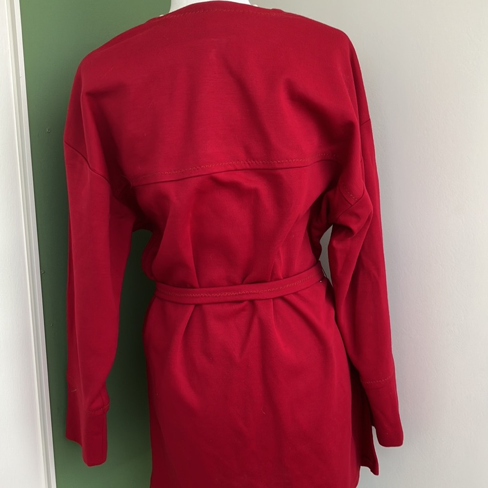 Vintage 60s 70s Red Tunic Mini Dress with Belt - Picture 4 of 7
